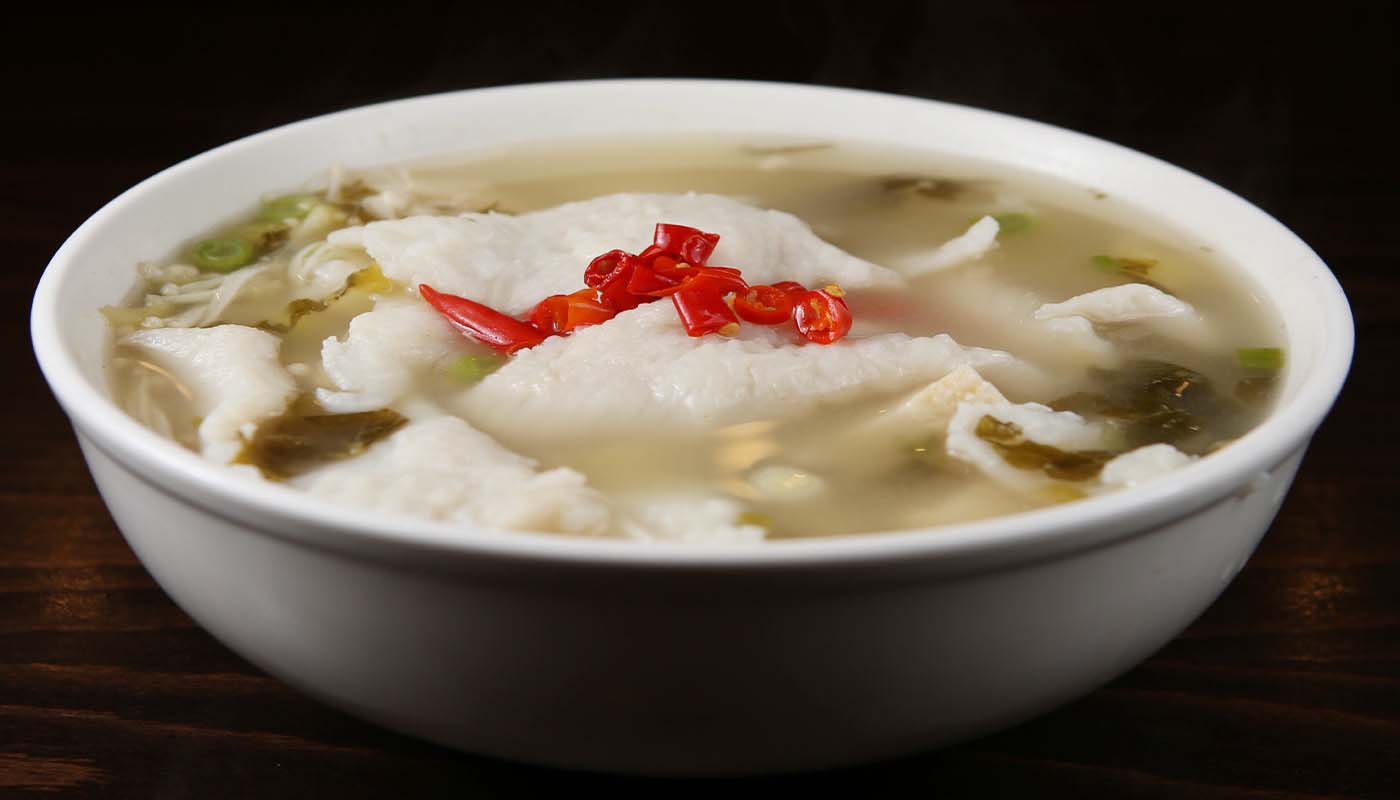 chengdu fish filet w.  pickled green 农家鱼片  <img title='Spicy & Hot' align='absmiddle' src='/css/spicy.png' />