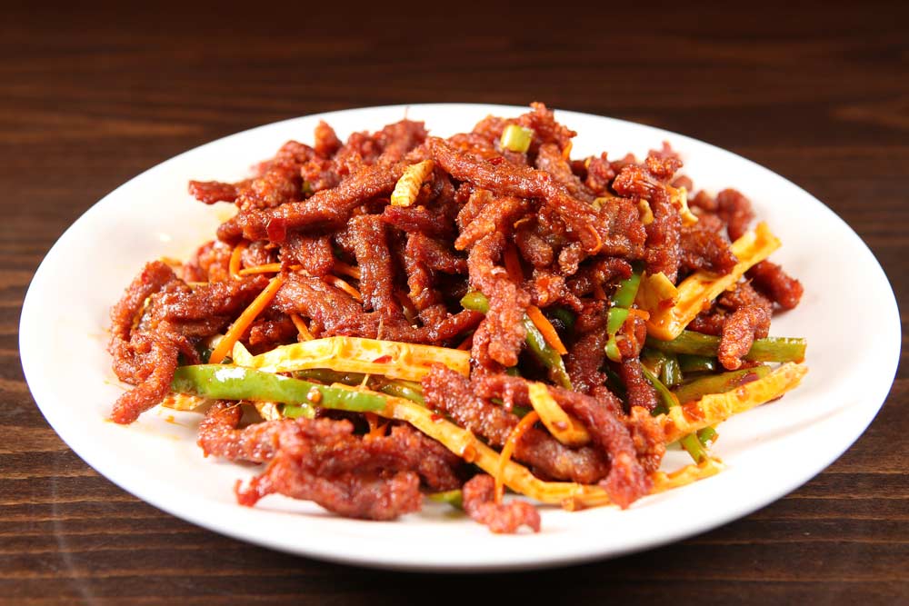 dry beef with chili 乾煸牛肉絲 <img title='Spicy & Hot' align='absmiddle' src='/css/spicy.png' /> <img title='Spicy & Hot' align='absmiddle' src='/css/spicy.png' />