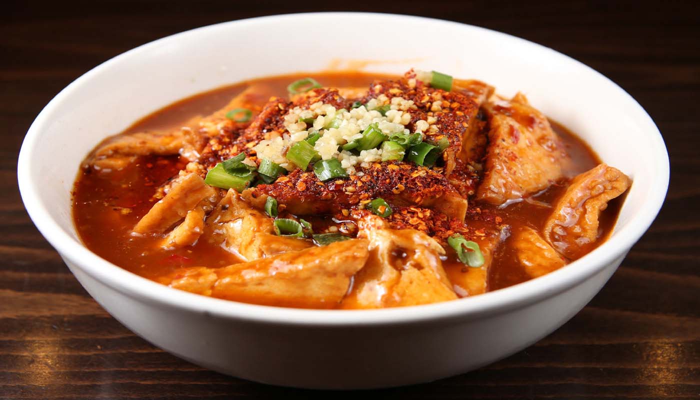 tofu with spicy chili sauce 水煮豆腐 <img title='Spicy & Hot' align='absmiddle' src='/css/spicy.png' /> <img title='Spicy & Hot' align='absmiddle' src='/css/spicy.png' />