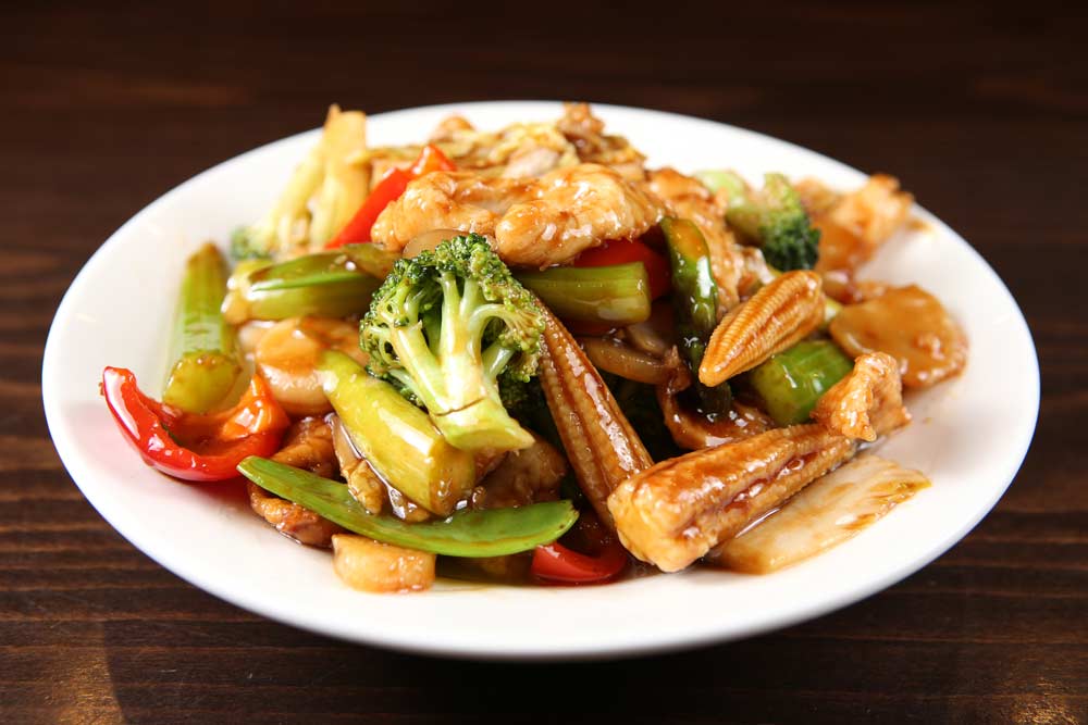 chicken with mixed vegetables  素菜鸡
