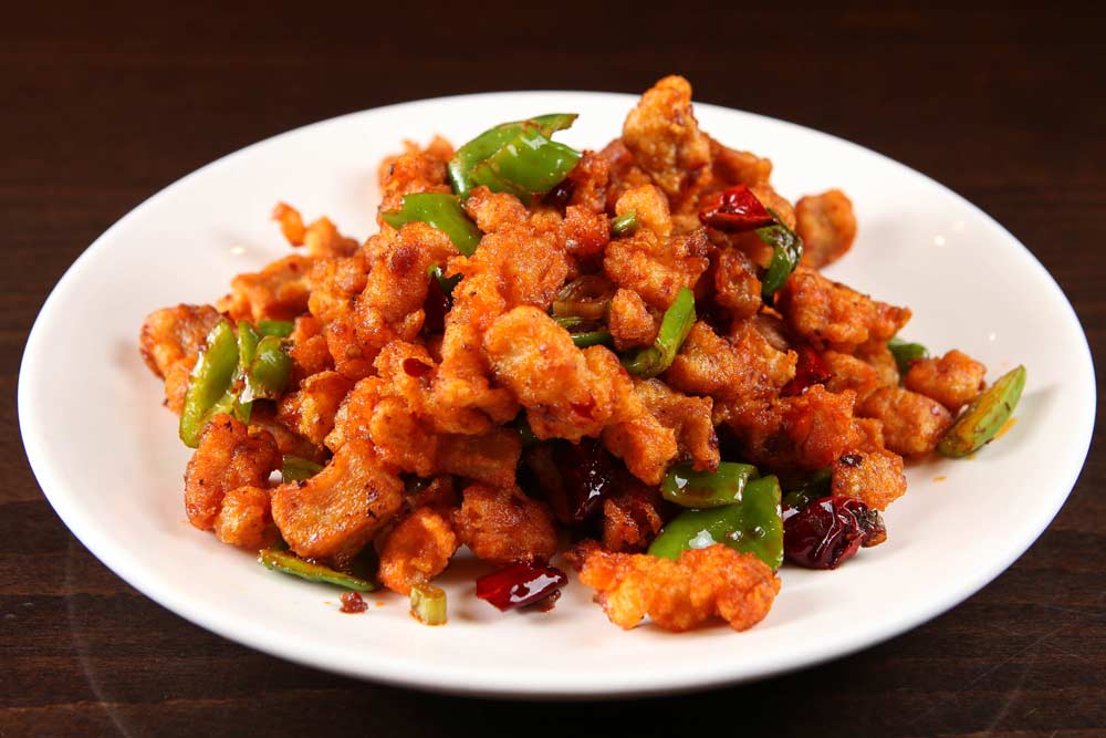 dried chicken w. chili 香辣干煸鸡  <img title='Spicy & Hot' align='absmiddle' src='/css/spicy.png' /> <img title='Spicy & Hot' align='absmiddle' src='/css/spicy.png' />